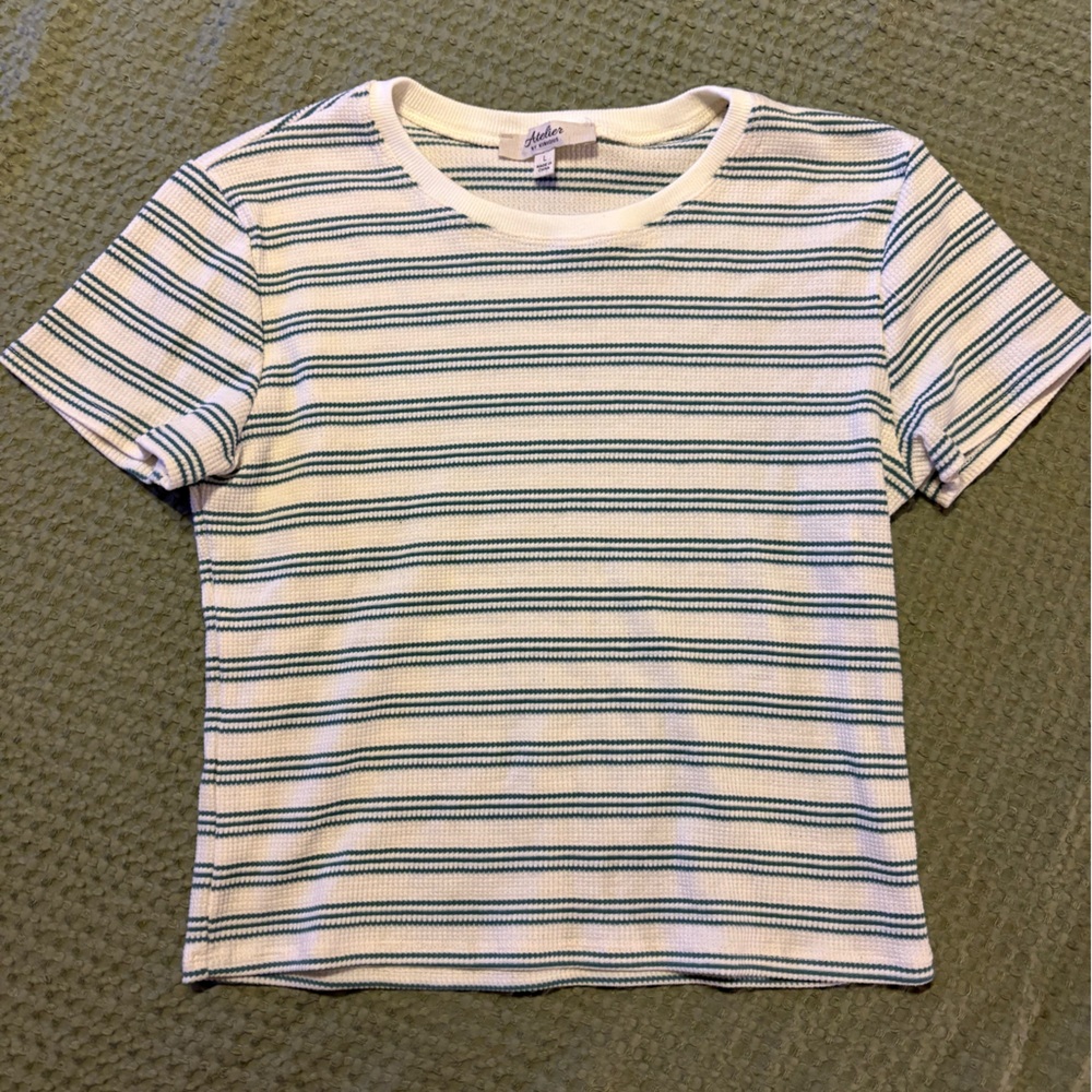 Super Soft Green and White Short Sleeve Tee